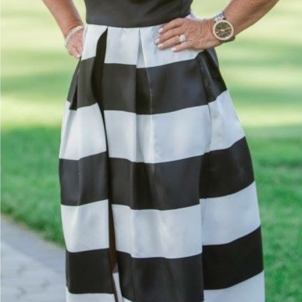Black and White Striped Skirt
